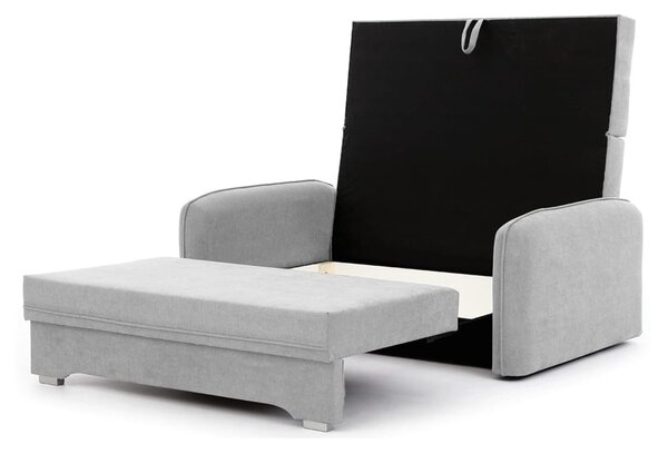 Divano grigio chiaro allungabile/con contenitore e rivestimento in ciniglia 155 cm Laine – ELTAP