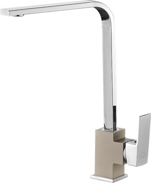 Kvadrato Chrome Beige Laveo Miscelatore per lavello con bocca a L