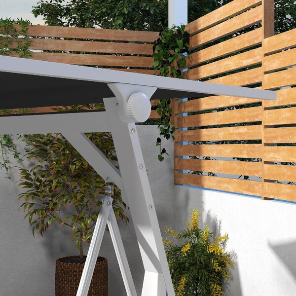 VivaGarden Dondolo da Giardino 3 Posti con Tettuccio Parasole in Acciaio/Poliestere Dimensioni 205x130x175 cm colore Grigio Scuro
