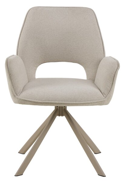 Sedia da pranzo beige in imbottito con braccioli Graham – Actona