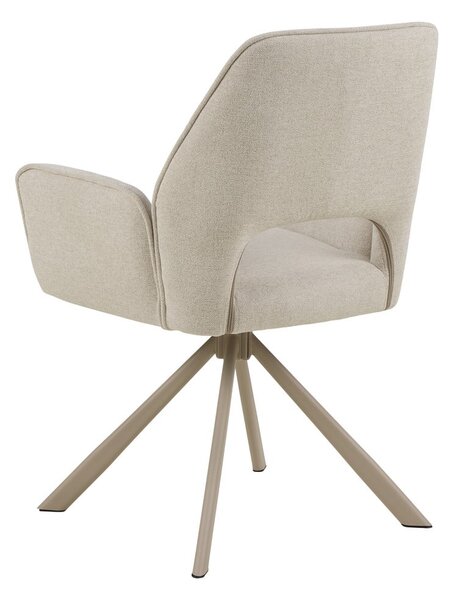 Sedia da pranzo beige in imbottito con braccioli Graham – Actona