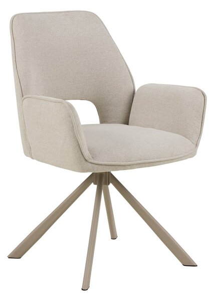 Sedia da pranzo beige in imbottito con braccioli Graham – Actona