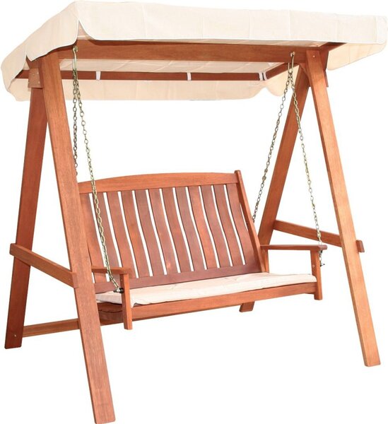 VivaGarden Dondolo da Giardino 3 Posti con Tettuccio Parasole in Legno Dimensioni 166x123x164 cm colore Legno