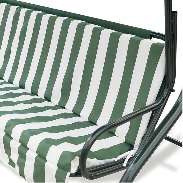 Galileo Dondolo da Giardino 3 Posti con Tettuccio Parasole in Metallo Dimensioni 170x110x160 cm colore Verde/Bianco/Nero
