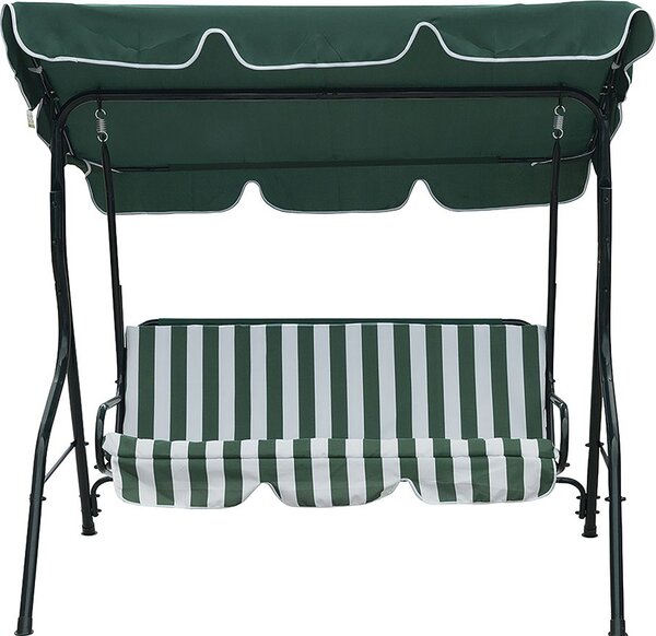 Galileo Dondolo da Giardino 3 Posti con Tettuccio Parasole in Metallo Dimensioni 170x110x160 cm colore Verde/Bianco/Nero