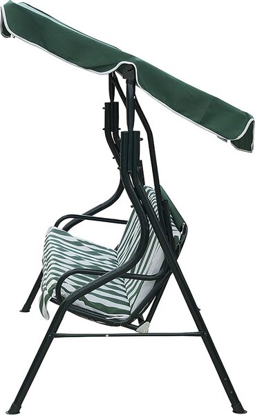 Galileo Dondolo da Giardino 3 Posti con Tettuccio Parasole in Metallo Dimensioni 170x110x160 cm colore Verde/Bianco/Nero