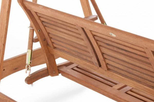 VivaGarden Dondolo da Giardino 3 Posti con Tettuccio Parasole in Legno Dimensioni 206x130x200 cm colore Marrone