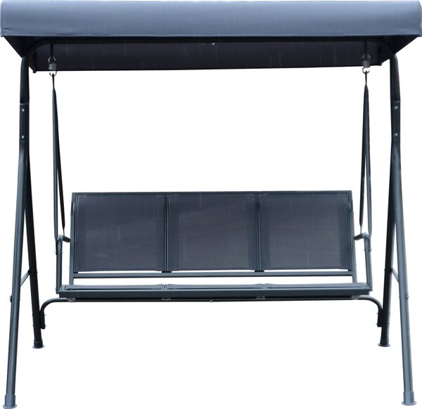 VivaGarden Dondolo da Giardino 3 Posti con Tettuccio Parasole in Metallo Dimensioni 178x111x155 cm colore Grigio
