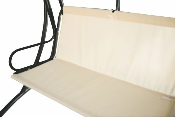 Galileo Dondolo da Giardino 3 Posti con Tettuccio Parasole in Metallo Dimensioni 215x140x170 cm colore Ecr/Nero - Deluxe