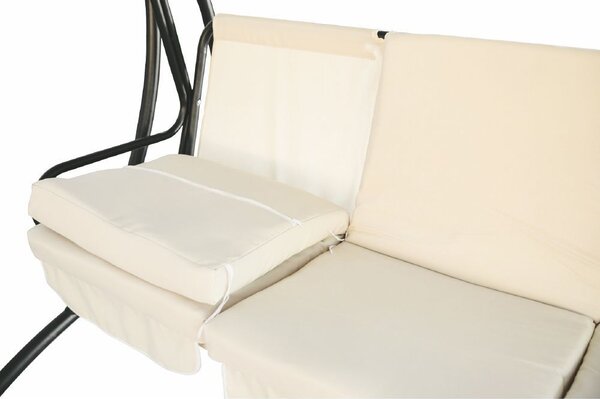 Galileo Dondolo da Giardino 3 Posti con Tettuccio Parasole in Metallo Dimensioni 215x140x170 cm colore Ecr/Nero - Deluxe