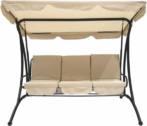 Galileo Dondolo da Giardino 3 Posti con Tettuccio Parasole in Metallo Dimensioni 215x140x170 cm colore Ecr/Nero - Deluxe