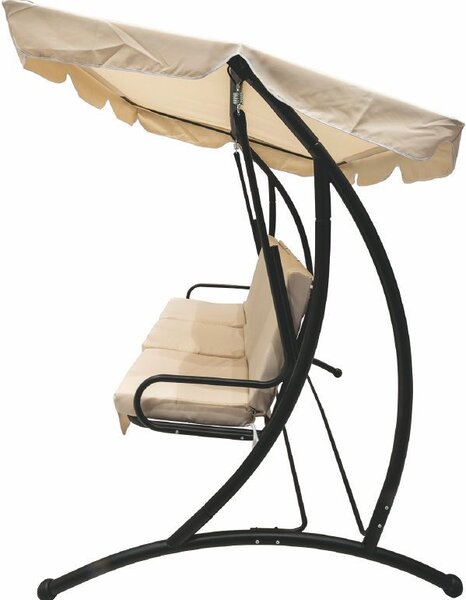 Galileo Dondolo da Giardino 3 Posti con Tettuccio Parasole in Metallo Dimensioni 215x140x170 cm colore Ecr/Nero - Deluxe