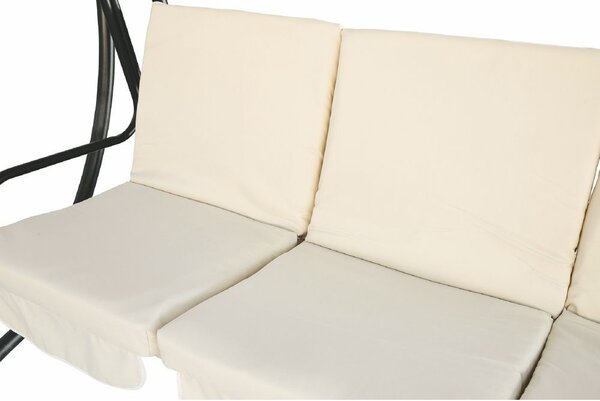 Galileo Dondolo da Giardino 3 Posti con Tettuccio Parasole in Metallo Dimensioni 215x140x170 cm colore Ecr/Nero - Deluxe