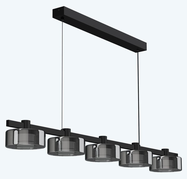 Doporro Lampadario a Sospensione 5W*5, 118.5 cm, Metallo Base, Lunghezza Filo 100 cm, Altezza regolabile, Lampada da Soffitto a Sospensione per Camera da Letto e Soggiorno, Nero, Alivetta