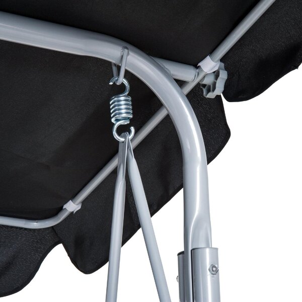 VivaGarden Dondolo da Giardino 3 Posti con Tettuccio Parasole in Metallo/Poliestere Dimensioni 170x110x153 cm colore Nero/Grigio