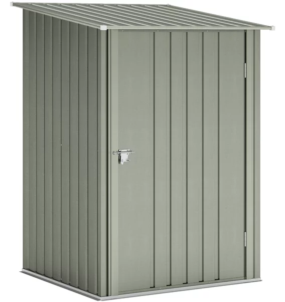 Outsunny Casetta da Giardino con Porta a Battente, Capanno Porta Attrezzi in Acciaio Galvanizzato, 100x104x160 cm, Argento | Aosom Italy