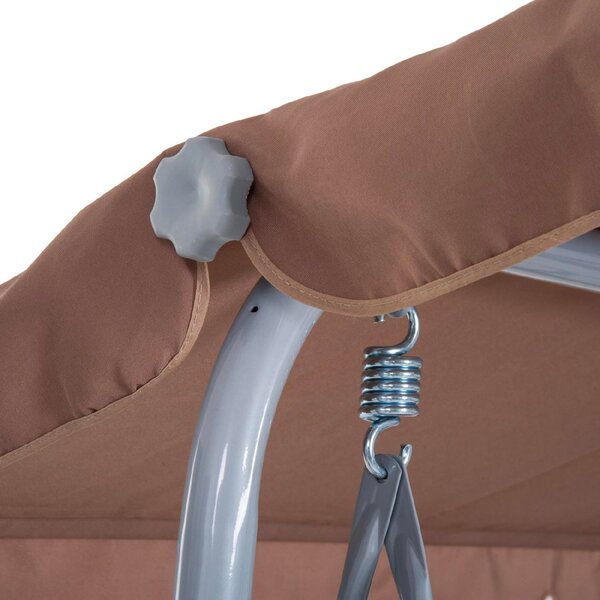 VivaGarden Dondolo da Giardino 3 Posti con Tettuccio Parasole in Metallo/Poliestere Dimensioni 170x112x153 cm colore Marrone/Argento