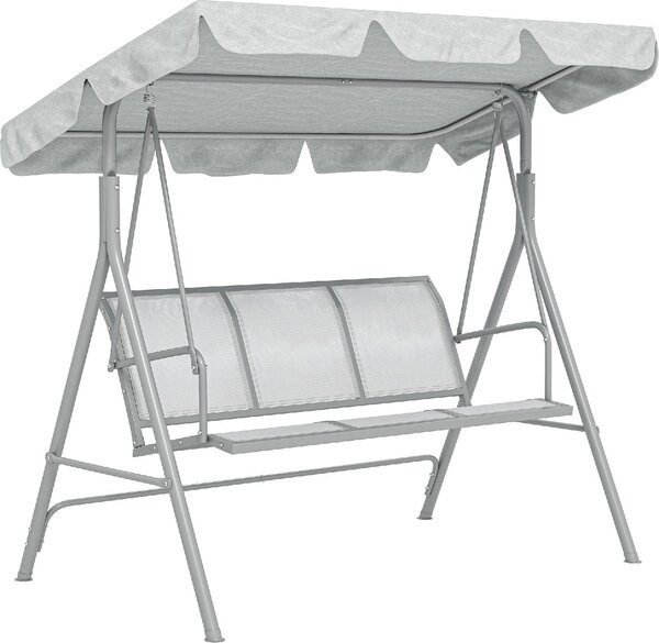 VivaGarden Dondolo da Giardino 3 Posti con Tettuccio Parasole in Metallo/Poliestere Dimensioni 171x108x154 cm colore Grigio Chiaro