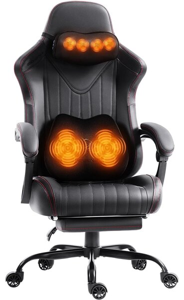 Sedia da gaming, sedia ergonomica, poltrona da gaming con poggiapiedi, capacità di carico fino a 150 kg, sedia da gaming con braccioli regolabili, colore nero
