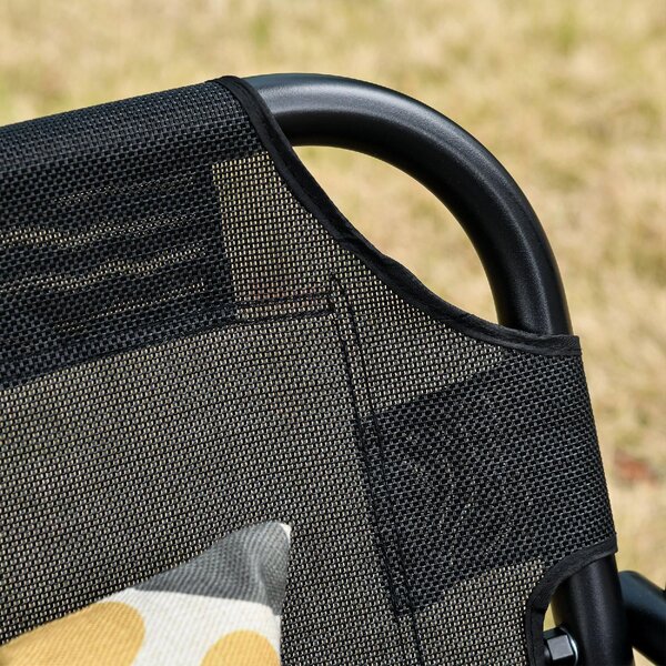VivaGarden Dondolo da Giardino 3 Posti con Tettuccio Parasole in Metallo/Poliestere Dimensioni 172x110x155 cm colore Nero