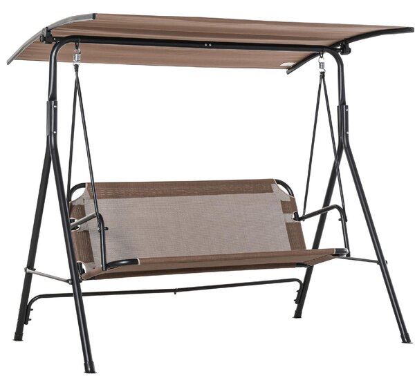 VivaGarden Dondolo da Giardino 3 Posti con Tettuccio Parasole in Metallo/Poliestere Dimensioni 172x110x155 cm colore Marrone