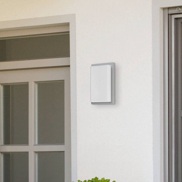 LCD Lampada applique da esterno con sensore 059, acciaio inossidabile, vetro dimmerabile, Alluminio / Grigio / Zincato, Acciaio Inox, Moderno