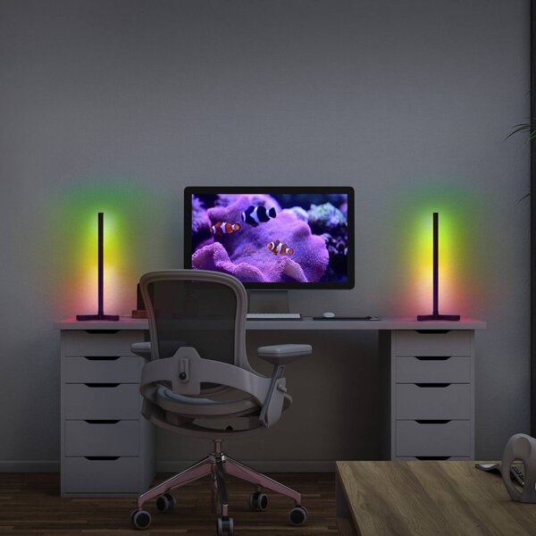 OSRAM SMART+ Lampada da tavolo WiFi CORNER MAGIC, nera 43 cm RGB MAGIC, Nero, Soggiorno / Sala da pranzo, Alluminio, Moderno