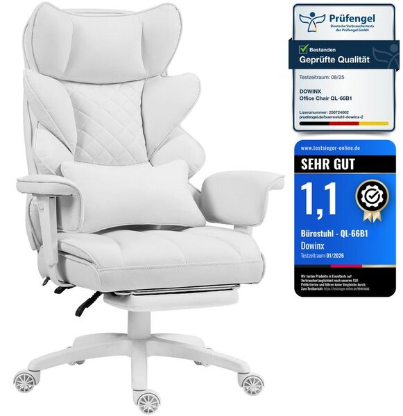 Sedia da ufficio ergonomica per il gaming, con imbottitura in molle insacchettate, schienale a doppio strato, supporto lombare regolabile, braccioli e poggiapiedi. Colore: bianco + [colore aggiuntivo]