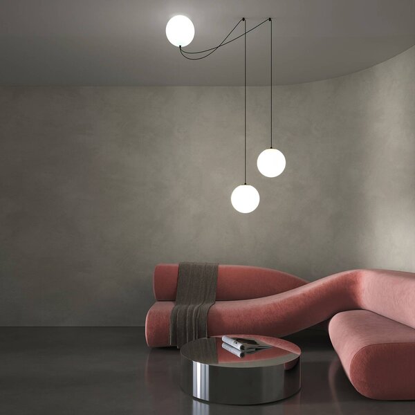 Maytoni Lampada a sospensione in vetro Twins, Bianco / Opale, Soggiorno / Sala da pranzo, Vetro, Moderno, Lampada a sospensione