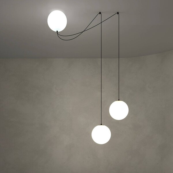 Maytoni Lampada a sospensione in vetro Twins, Bianco / Opale, Soggiorno / Sala da pranzo, Vetro, Moderno, Lampada a sospensione