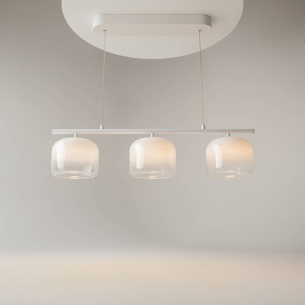 Maytoni Lampada LED a sospensione Spirito, 3 luci, bianco, vetro, dimmerabile, Bianco / Opale, Soggiorno / Sala da pranzo, Metallo, Moderno