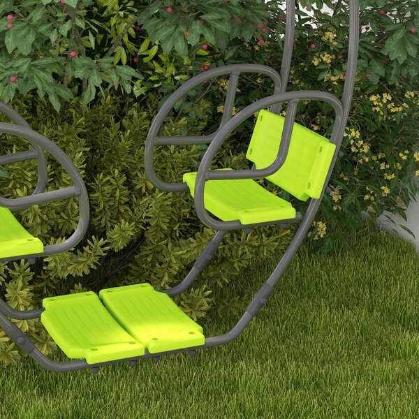 Outsunny Altalena per bambini struttura in metallo con maniglia per 2 bambini da 3 a 6 anni 110,5 x 40,5 x 180 cm verde | Aosom Italy