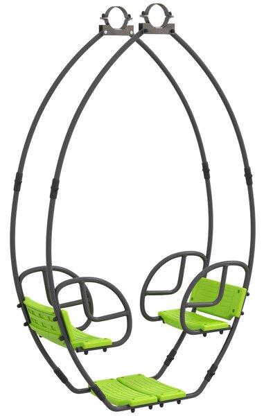 Outsunny Altalena per bambini struttura in metallo con maniglia per 2 bambini da 3 a 6 anni 110,5 x 40,5 x 180 cm verde | Aosom Italy