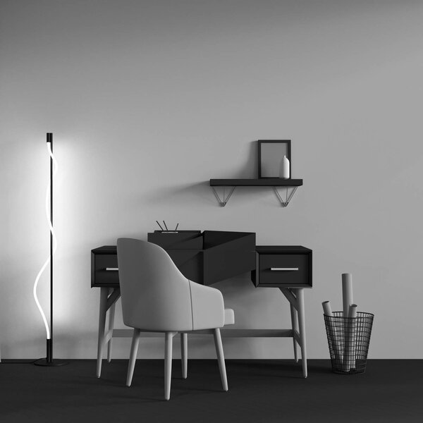Maytoni Lampada da terra a LED Tau, Nero, Soggiorno / Sala da pranzo, Alluminio, Moderno, Lampada LED da terra