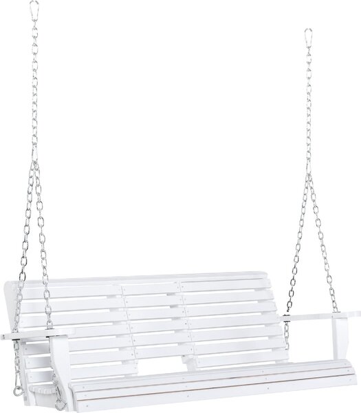 VivaGarden Dondolo da Giardino 3 Posti e Tavolino in Legno Dimensioni 150x75x53 cm colore Bianco