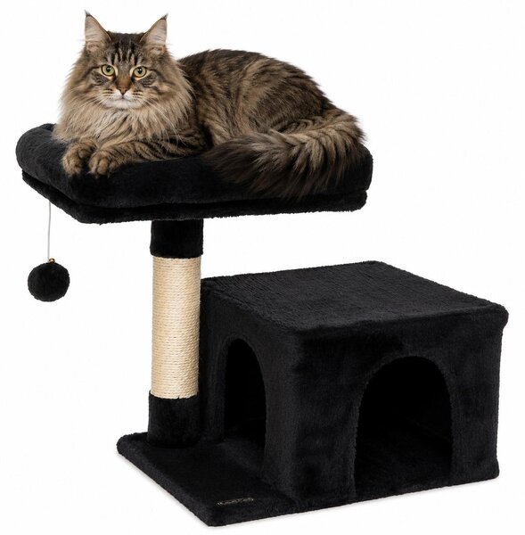 Tiragraffi lionto 50 cm, tiragraffi per gatti salvaspazio con copertura in peluche, palla da gioco e asta in sisal, per gattini e gattini, nero