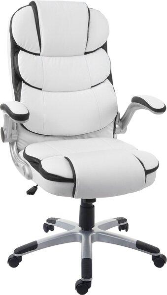 Sedia da ufficio HWC-F80, sedia da scrivania, sedia girevole executive, Pelle finta ~ bianco