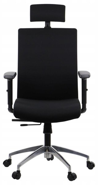 Sedia da ufficio ergonomica girevole RIVERTON F/H/AL, braccioli regolabili, poggiatesta, base in alluminio, seduta scorrevole (avanti-indietro), nero