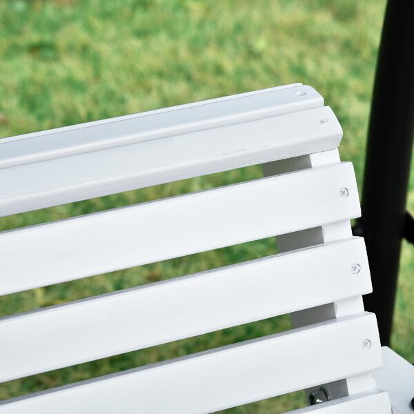 VivaGarden Dondolo da Giardino 3 Posti e Tavolino in Legno Dimensioni 150x75x53 cm colore Bianco