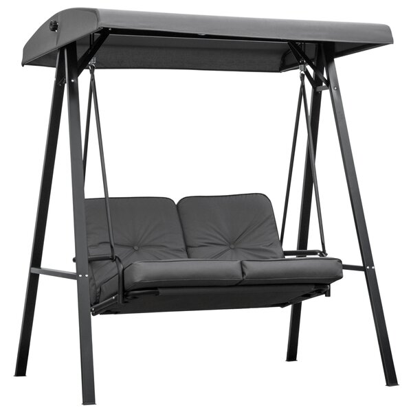 Outsunny Dondolo 2 Posti con Tettuccio Regolabile e Cuscini, in Acciaio e Poliestere, 144x117x173 cm, Grigio
