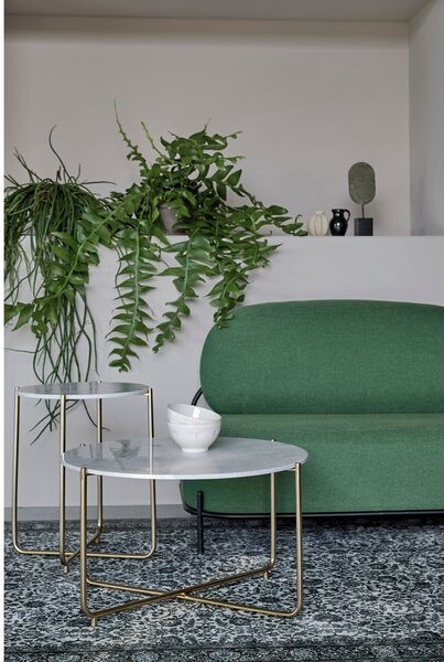 Tavolino da salotto rotondo bianco/dorato con piano in marmo ø 70 cm Timpa – White Label