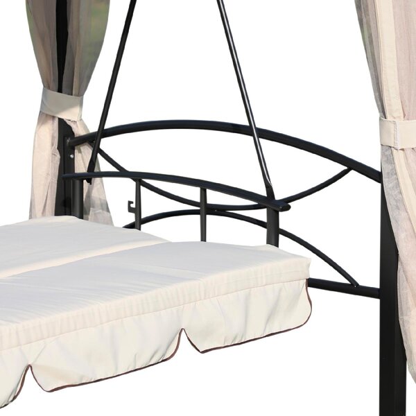 VivaGarden Dondolo da Giardino 3 Posti Reclinabile a Letto con Copertura e Zanzariere in Acciaio/Poliestere Dimensioni 245x165x243 cm colore Beige 