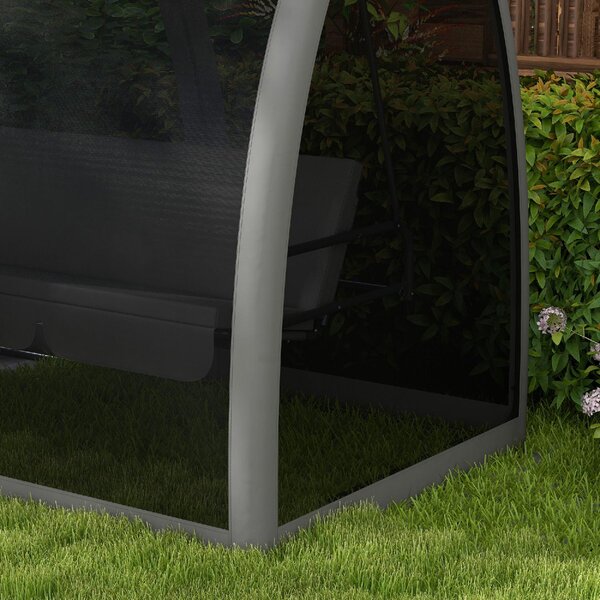 VivaGarden Dondolo da Giardino 3 Posti Reclinabile a Letto con Copertura e Zanzariere in Acciaio/Poliestere Dimensioni 240x140x197 cm colore Grigio