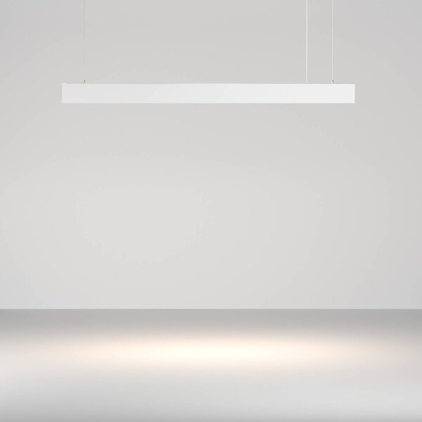 Maytoni Lampada LED a sospensione Basis, bianca, CCT, lunghezza 112,5 cm dimmerabile, Bianco / Opale, Soggiorno / Sala da pranzo, Alluminio, Moderno