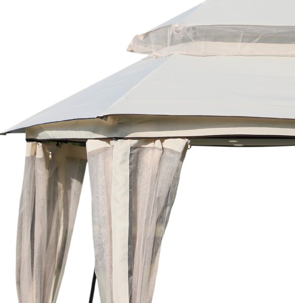 VivaGarden Dondolo da Giardino 3 Posti Reclinabile a Letto con Copertura e Zanzariere in Acciaio/Poliestere Dimensioni 245x165x243 cm colore Beige 