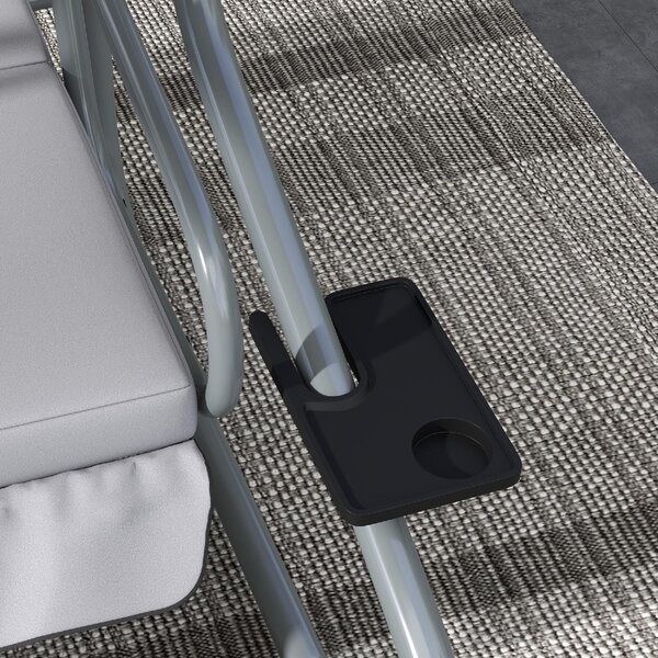 VivaGarden Dondolo da Giardino 3 Posti Reclinabile a Letto con Tettuccio Parasole e Portabicchieri in Metallo Dimensioni 200x120x164 cm colore Grigio