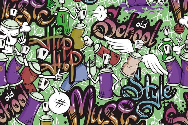Carta da parati – Street art allegro in verde