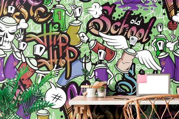 Carta da parati – Street art allegro in verde