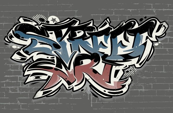 Carta da parati – Imitazione mattoni con scritta Street Art