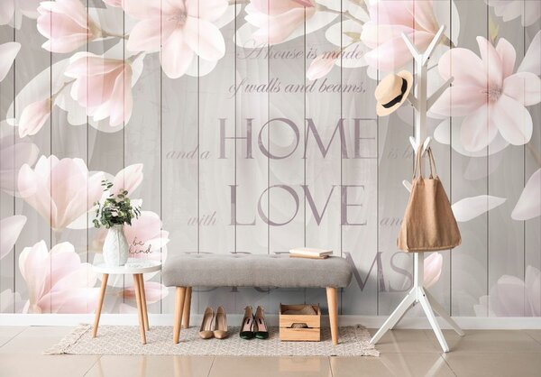 Carta da parati – Magnolia Vintage con Scritta